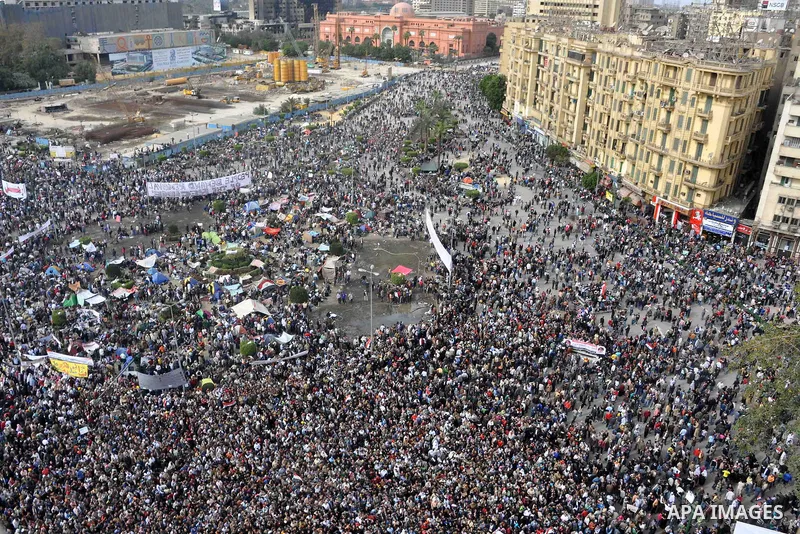 Protestors gather at Tahrir Square, Cairo, Egypt, Feb. 4, 2011. Egyptian minister of Health said Friday that about five thousand people have been injured since Jan. 25, and eight have been killed in clashes between prote...