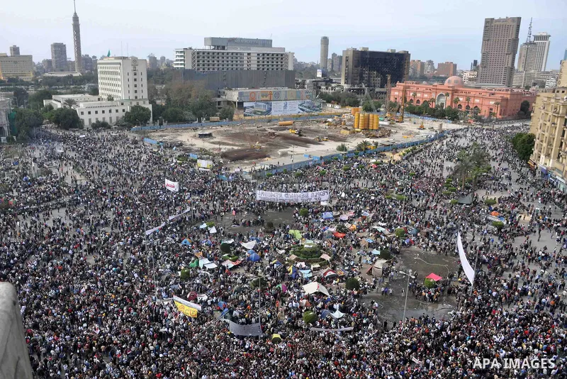 Protestors gather at Tahrir Square, Cairo, Egypt, Feb. 4, 2011. Egyptian minister of Health said Friday that about five thousand people have been injured since Jan. 25, and eight have been killed in clashes between prote...