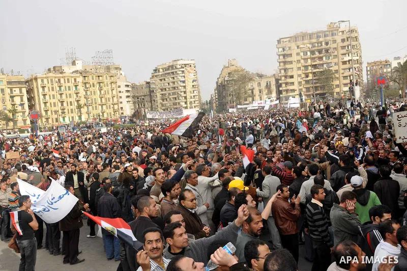Protestors gather at Tahrir Square, Cairo, Egypt, Feb. 4, 2011. Egyptian minister of Health said Friday that about five thousand people have been injured since Jan. 25, and eight have been killed in clashes between prote...