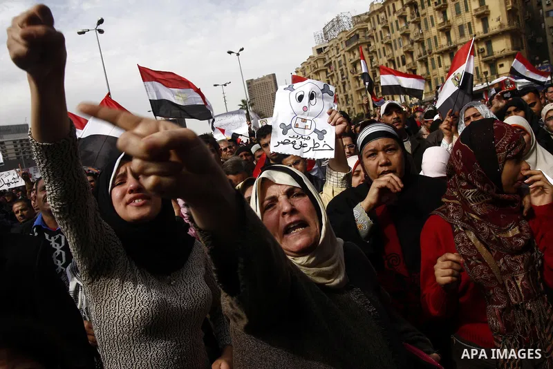 Opposition demonstrators protest at Tahrir Square in Cairo Feb. 6, 2011. Demonstrators camped out in Cairo's Tahrir Square, which has become an epicentre for protest, vowed to intensify their battle to oust Egypt's Presi...