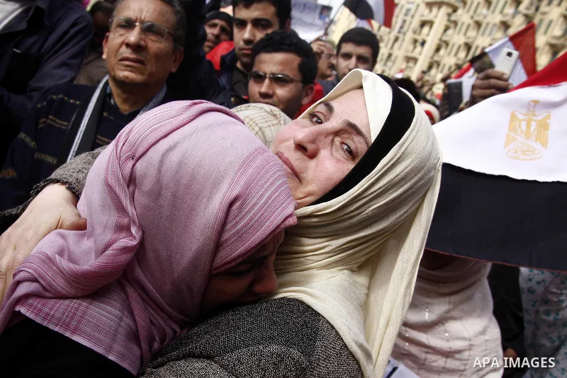 Opposition demonstrators protest at Tahrir Square in Cairo Feb. 6, 2011. Demonstrators camped out in Cairo's Tahrir Square, which has become an epicentre for protest, vowed to intensify their battle to oust Egypt's Presi...