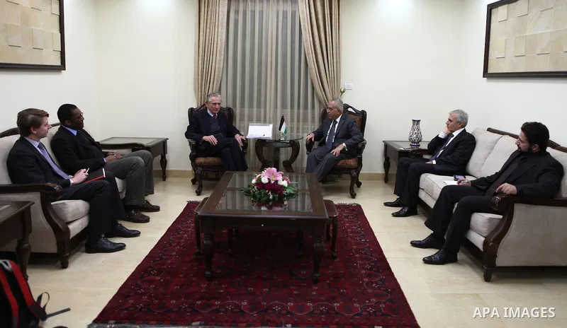 Palestinian Prime Minister Salam Fayyad during a meeting with a parliamentary delegation of the UK in the West Bank city of Ramallah on Feb. 6,2011. Photo by Mustafa Abu Dayeh