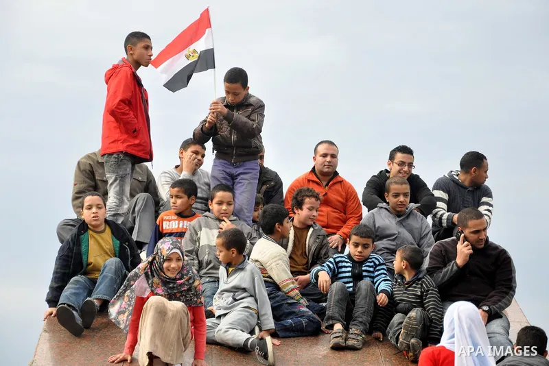 Egyptian protesters take part in a protest called 'Sunday of the martyrs' in Alexandria, Egypt, 06 February 2011. Anti-government protests entered its 13th straight day in Egypt, as solutions were being mulled to bring a...