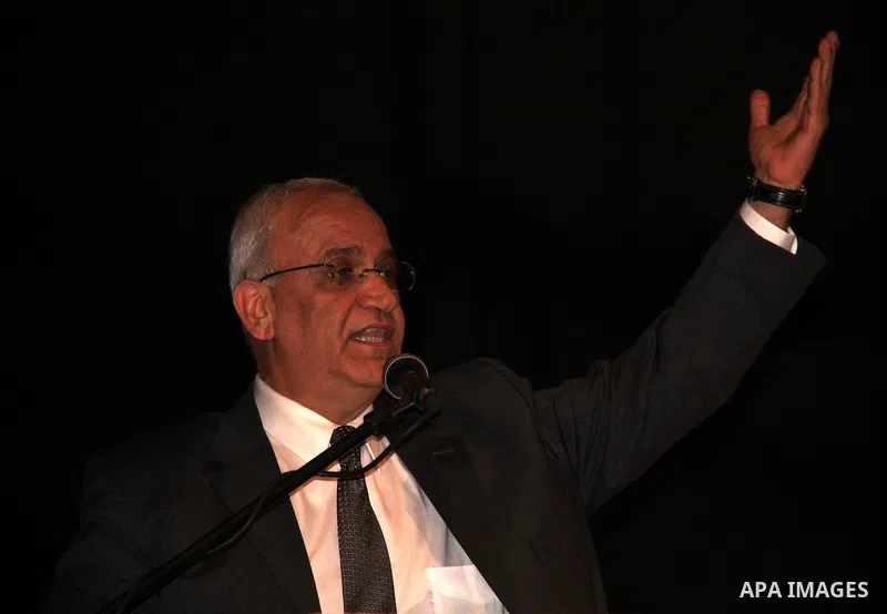 Chief Palestinian negotiator Saeb Erekat delivers speech during a press conference in Najah National University in the West Bank city of Nablus, Monday, Feb. 7, 2011. Photo by Wagdi Eshtayah