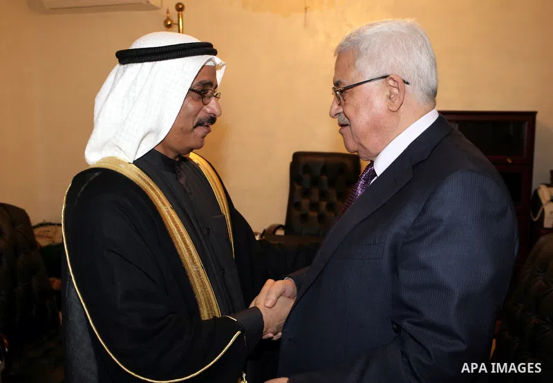 Palestinian President Mahmoud Abbas uring a meeting the Ambassador of the United Arab Emirates United in Amman on Feb. 7, 2011. photo by Thaer Ganaim