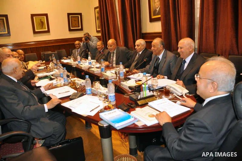 Members of the Egyptian Constitutional Commission participate in a meeting in Cairo, Egypt, Feb. 9,2011. Photo by Ahmed Asad