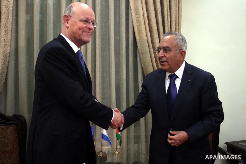 Palestinian Prime Minister Salam Fayyad during his meeting with the Netherland Minister of Foreign Affairs, Uri Rosenthal in the West Bank city of Ramallah on Feb. 9,2011. Photo by Issam Rimawi