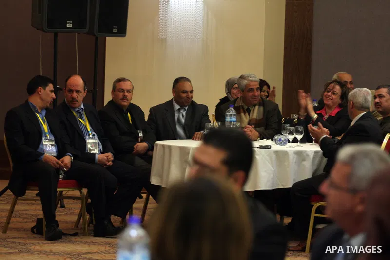Palestinians attend the opening of the Arab Media Forum Sports first in Palestine in West Bank city of Ramallah on February 9, 2011. Photo by Issam Rimawi