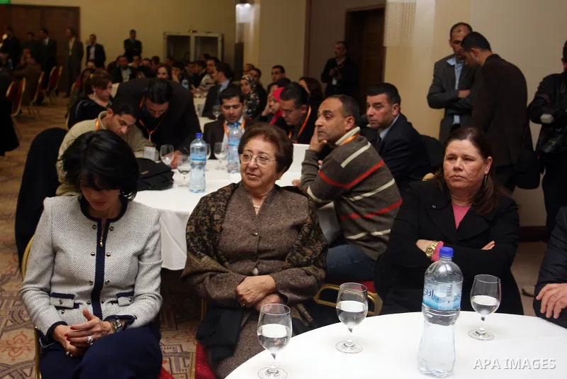 Palestinians attend the opening of the Arab Media Forum Sports first in Palestine in West Bank city of Ramallah on February 9, 2011. Photo by Issam Rimawi
