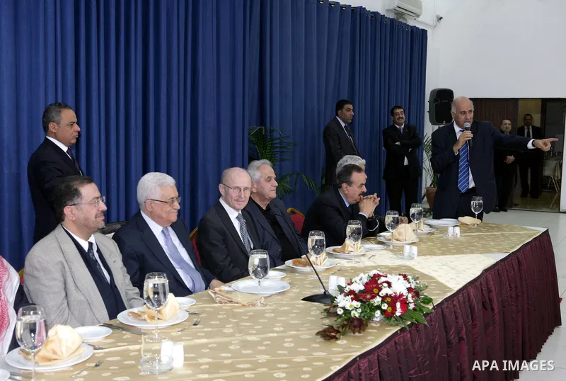 Palestinian President Mahmoud Abbas participates at the opening of the first Arab Media Sports Forum in Palestine in the West Bank city of Ramallah, on Feb. 10, 2011. photo by Thaer Ganaim