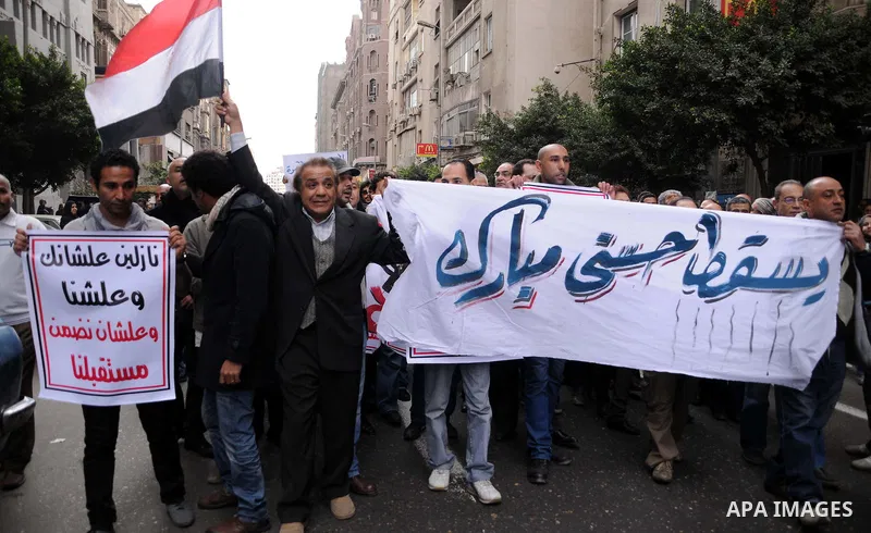 Artists take part in the anti-government demonstration in Tahrir Square in downtown Cairo, Egypt on Feb. 10,2010. Tahrir Square has witnessed an explosion of political expression and free speech since the anti-government...