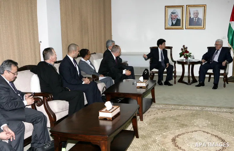 Palestinian President Mahmoud Abbas during a meeting with the delegation of Executive Directors of the World Bank in the West Bank city of Ramallah, Feb. 13, 2011. Photo by Thaer Ganaim
