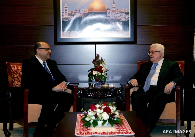 Palestinian President Mahmoud Abbas during a meeting with the Egyptian Ambassador in the West Bank city of Ramallah, Feb. 14, 2011. Photo by Thaer Ganaim