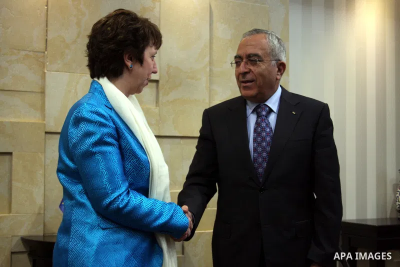 Palestinian Prime Minister Salam Fayyad meets with Catherine Ashton, high representative for foreign affairs and security policy of the European Union in the West Bank city of Ramallah, on Feb. 15, 2011. Photo by Issam R...