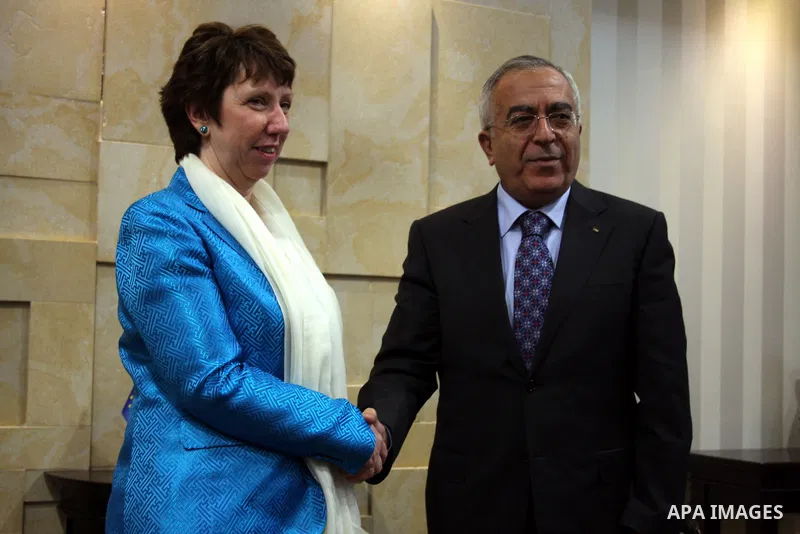 Palestinian Prime Minister Salam Fayyad meets with Catherine Ashton, high representative for foreign affairs and security policy of the European Union in the West Bank city of Ramallah, on Feb. 15, 2011. Photo by Issam R...