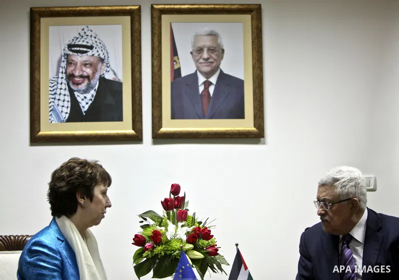 Palestinian President Mahmoud Abbas meets with Catherine Ashton, high representative for foreign affairs and security policy of the European Union in the West Bank city of Ramallah, on Feb. 15, 2011. Photo by Fadi Arouri