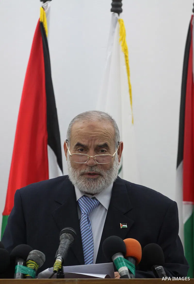 The spokesman of the Palestinian Parliament in Gaza Strip, Ahmed Bahar during a press conference, in Gaza City on Feb. 16,2011. Photo by Mohammed Asad