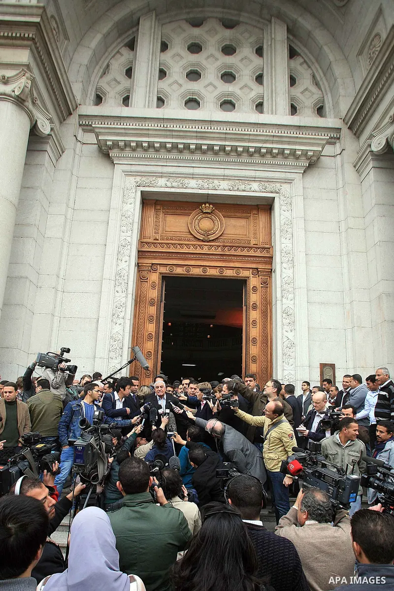 Minister of State for Antiquities Zahi Hawass speaks to media at the Egyptian Museum in Cairo, Egypt, Feb. 16, 2011. Zahi Hawass said that three of the 18 items reporting missing from Cairo's Egyptian Museum had been fou...