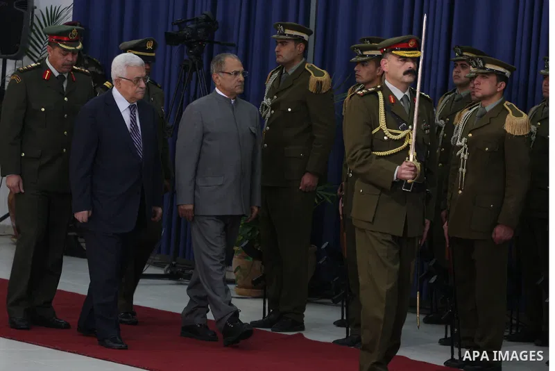 East Timor President Jose Ramos-Horta meets with Palestinian president Mahmoud Abbas, in the West Bank city of Ramallah on February 17, 2011. Photo by Issam Rimawi