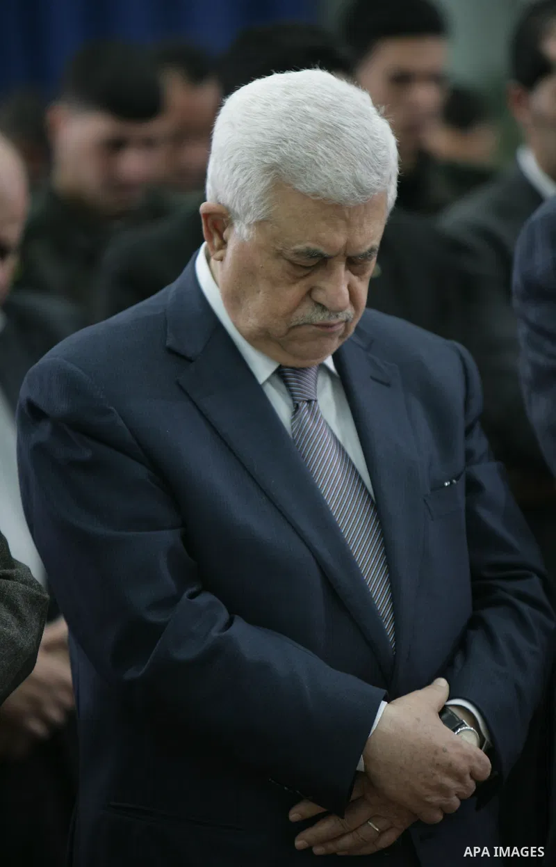 Palestinian President Mahmoud Abbas during friday prayers, in the West Bank City of Ramallah on Feb 18,2011. Photo by Thaer Ganaim