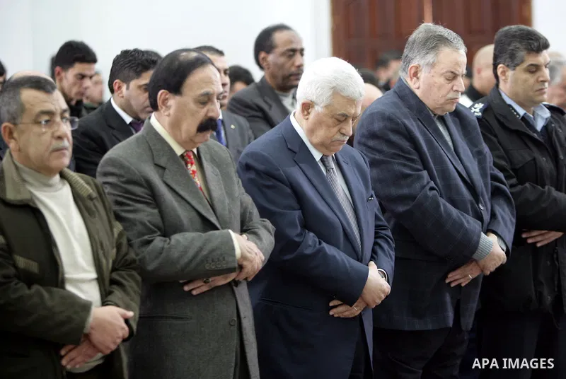 Palestinian President Mahmoud Abbas during friday prayers, in the West Bank City of Ramallah on Feb 18,2011. Photo by Thaer Ganaim