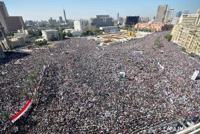 Thousands attend Friday prayers and a demonstration in Tahrir Square in Cairo, Egypt, Friday Feb. 18, 2011. Tens of thousands of flag-waving Egyptians packed into Tahrir Square for a day of prayer and celebration Friday...