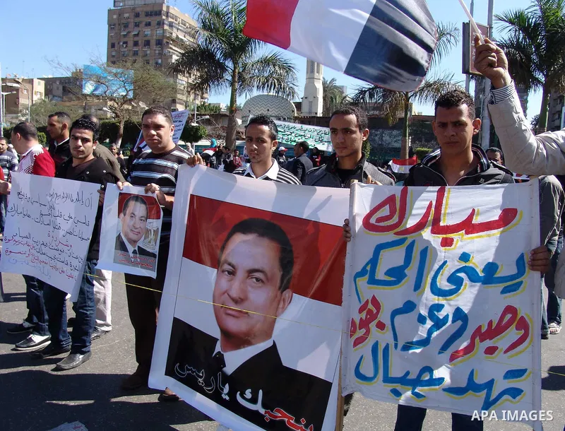 Egyptian pro-Mubarak protesters participate in a demonstration in Cairo, Egypt, Friday Feb. 18, 2011. Photo by Ahmed Asad