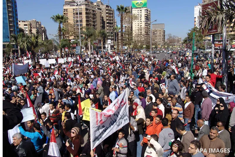 Egyptian pro-Mubarak protesters participate in a demonstration in Cairo, Egypt, Friday Feb. 18, 2011. Photo by Ahmed Asad
