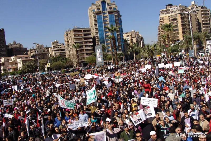 Egyptian pro-Mubarak protesters participate in a demonstration in Cairo, Egypt, Friday Feb. 18, 2011. Photo by Ahmed Asad