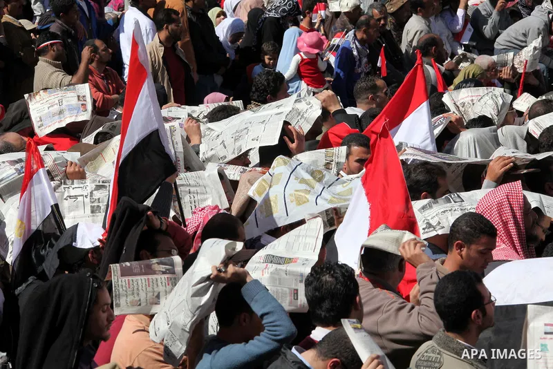 Thousands attend Friday prayers and a demonstration in Tahrir Square in Cairo, Egypt, Friday Feb. 18, 2011. Tens of thousands of flag-waving Egyptians packed into Tahrir Square for a day of prayer and celebration Friday...