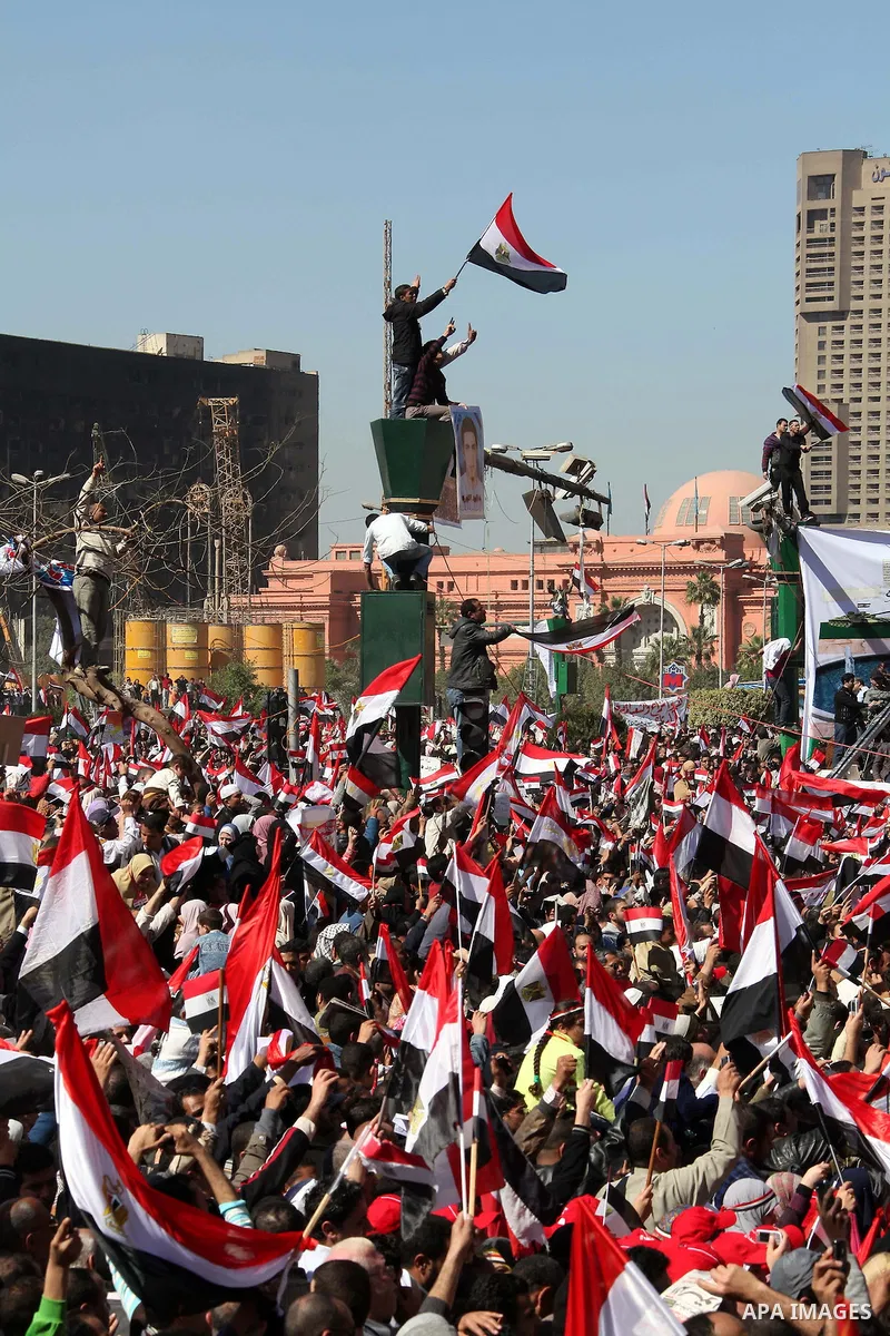 Thousands attend Friday prayers and a demonstration in Tahrir Square in Cairo, Egypt, Friday Feb. 18, 2011. Tens of thousands of flag-waving Egyptians packed into Tahrir Square for a day of prayer and celebration Friday...