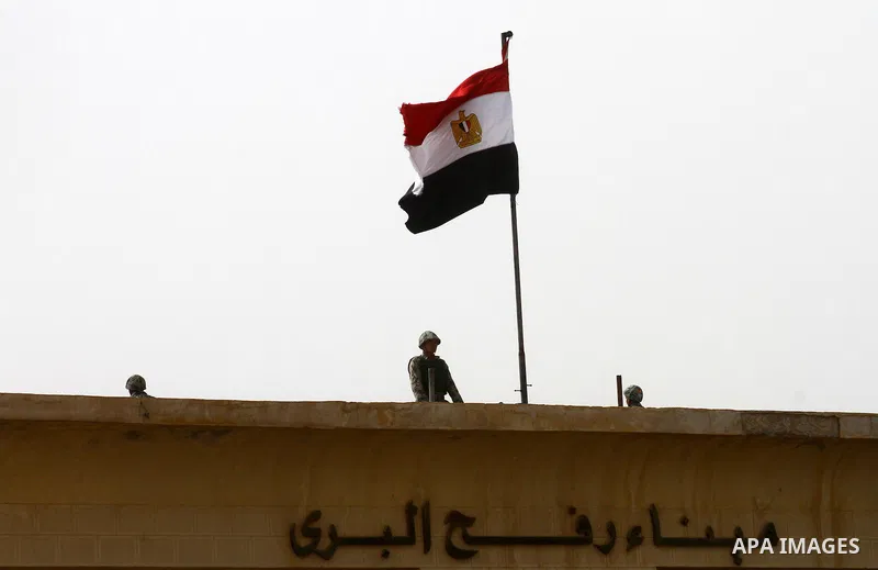 Egyptian soldiers stand guard at the Rafah crossing on Feb. 19, 2011. The Egyptian authorities reopened the Rafah crossing on its border with the Gaza Stripe on Friday, the first time after the resignation of President H...