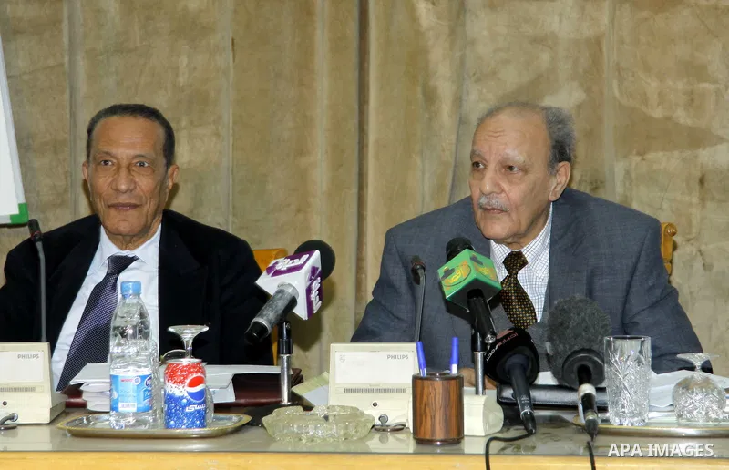 Members of the Egyptian Constitutional Commission participate in a meeting in Cairo, Egypt, Feb. 20,2011. Photo by Ahmed Asad