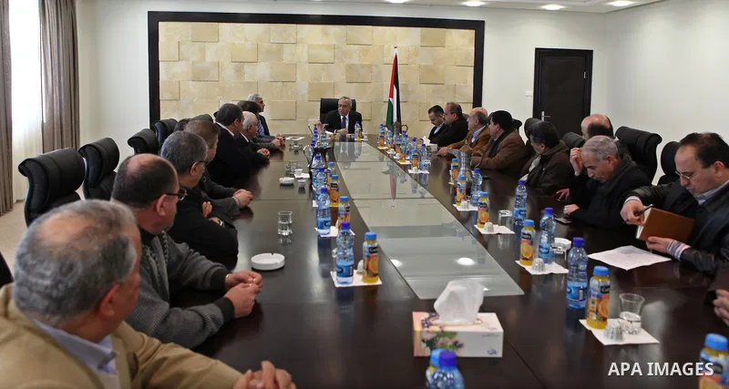 .Palestinian prime minister Salam Fayyad, during a consultation meeting with representatives of Professional unions about the formation of new government, in the West Bank City of Ramallah on Feb. 23, 2011. Photo by Must...