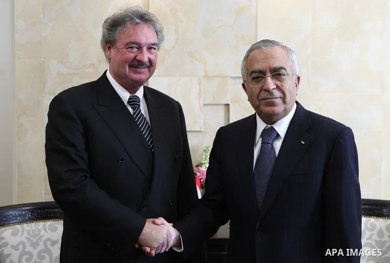 .Palestinian prime minister Salam Fayyad during a meeting with Jean Asselborn, Deputy Prime Minister and Minister of Foreign Affairs of Luxembourg in the West Bank City of Ramallah on Feb. 24, 2011. Photo by Mustafa Abu...