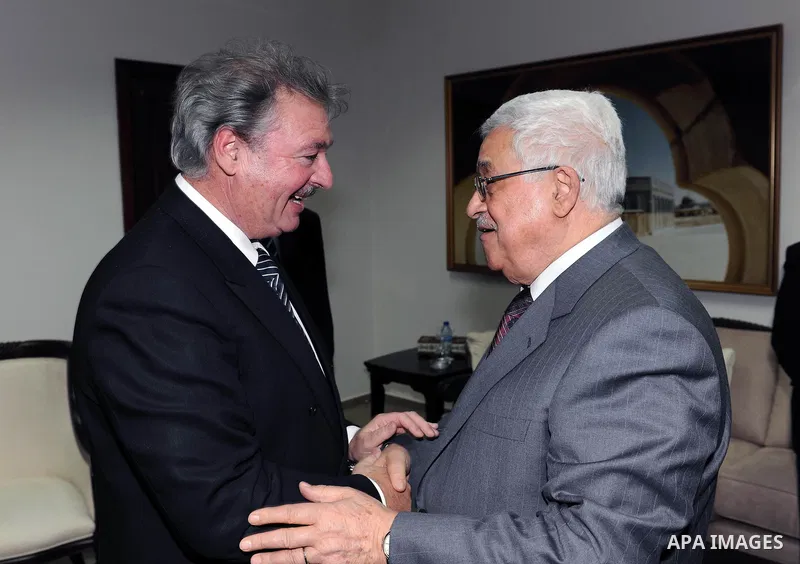 Palestinian President Mahmoud Abbas during a meeting with the Foreign Affairs Minister of Luxembourg, Jean Asselborn in the West bank city of Ramallah on Feb. 24, 2011. Photo by Thaer Ganaim