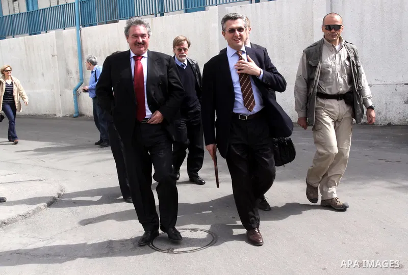 Luxembourg's Foreign Minister Jean Asselborn, attends a press conference at UNRWA headquarters upon his arrival to Gaza City, Friday, Feb. 25, 2011. Asselborn is on an official visit to Gaza. Photo by Mohammed Asad