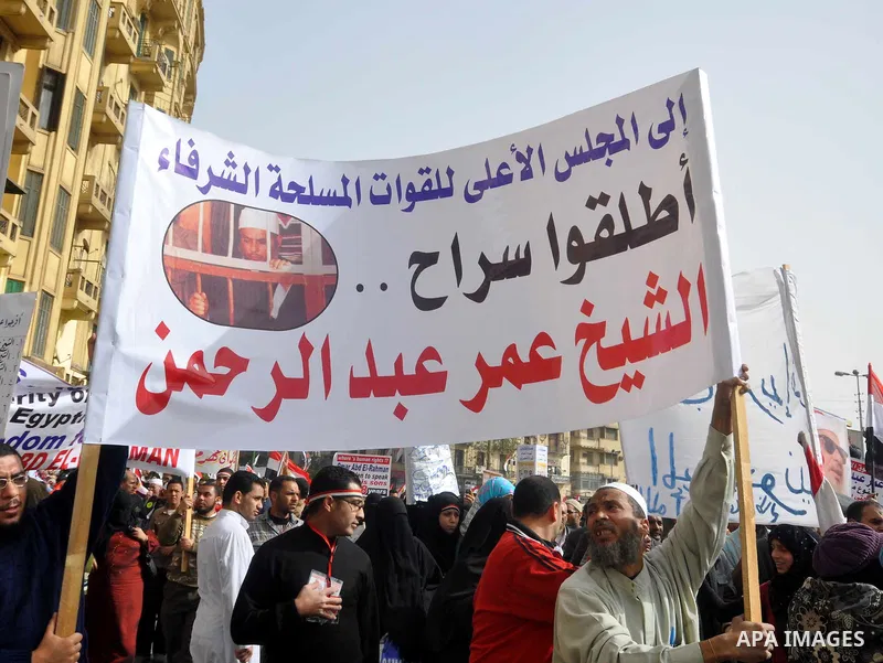 Egyptian protesters take part in a demonstration and Friday prayers in Tahrir Square, Cairo, Egypt, Friday, Feb. 25, 2011. Tens of thousands rallied in Cairo's Tahrir Square on Friday, trying to keep up pressure on Egypt...