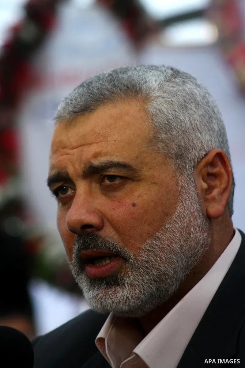Palestinian Prime Minister in Gaza Strip, Ismail Haneiyah visits the mourning tent of the Turkish Leader, Necmettin Erbakan in Gaza city on March 1,2011. Erbakan, the Turkey's first Islamist Prime Minister from 1996 unti...