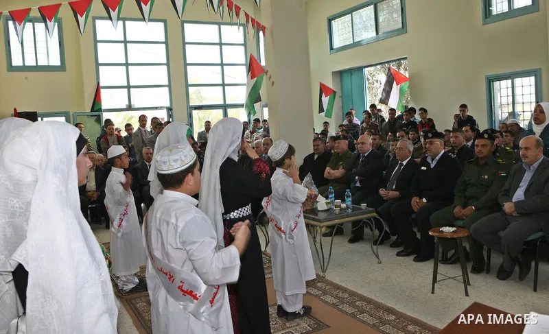 Palestinian Prime Minister Salam Fayyad, during the opening of the vocational rehabilitation centre for the Deaf in Village of Nabi Elias, in the West Bank city of Qalqilya on March 3, 2011. Photo by Mustafa Abu Dayeh