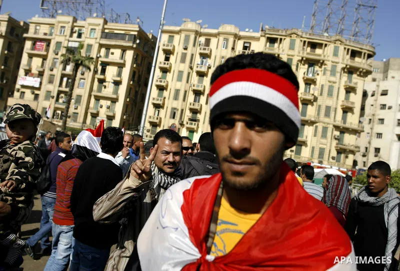 Egyptian protesters take part in a demonstration at the Tahrir square in Cairo, Egypt, Thuresday, March 3, 2011. hundreds of protesters are camping at the Tahrir square in an ongoing campaign demanding the resignation of...