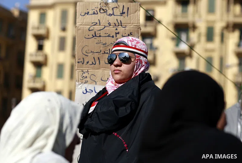 Egyptian protesters take part a demonstration at the Tahrir square in Cairo, Egypt, Thuresday, March 3, 2011. hundreds of protesters are camping at the Tahrir square in an ongoing campaign demanding the resignation of th...