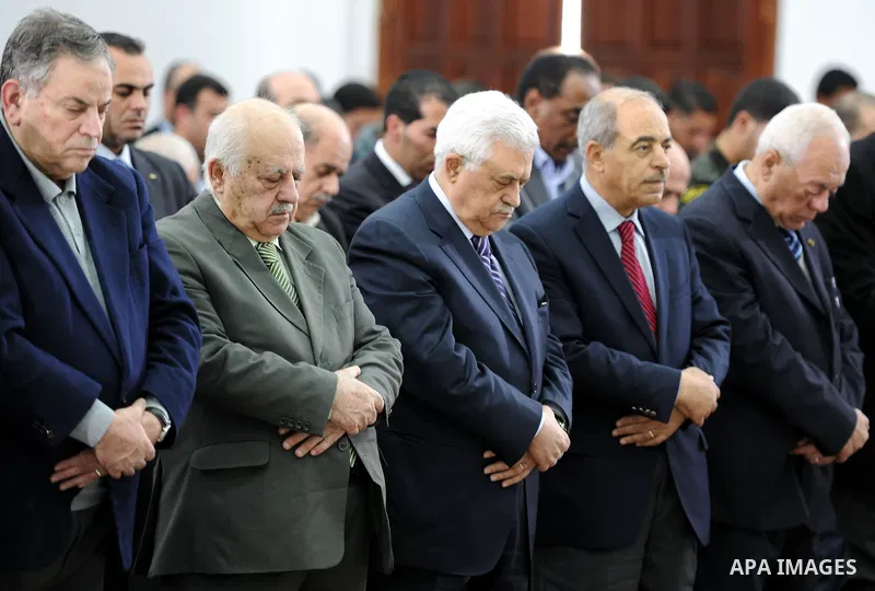 Palestinian President Mahmoud Abbas (Abu Mazen) attends Friday prayers in the West Bank city of Ramallah on March 4, 2011. Photo by Thaer Ganaim
