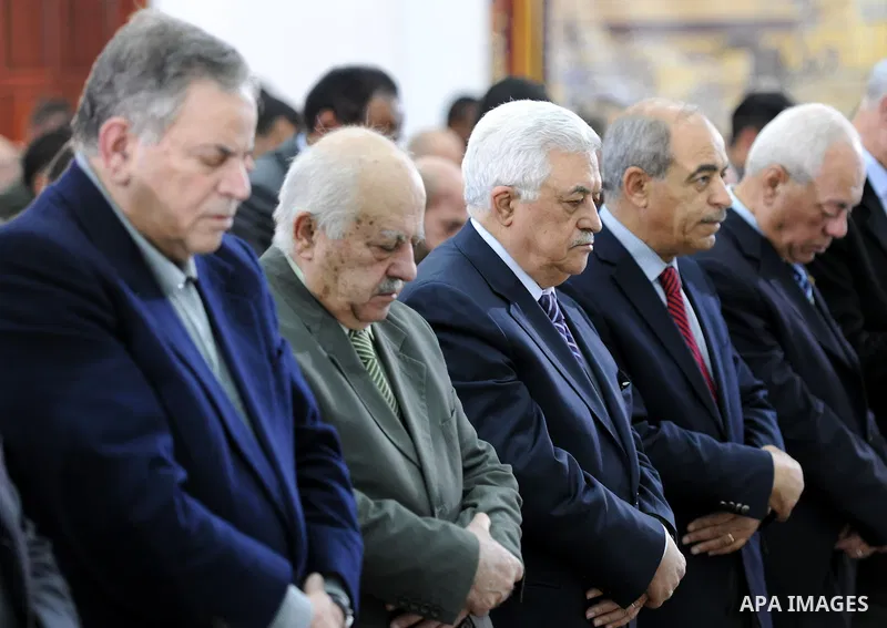 Palestinian President Mahmoud Abbas (Abu Mazen) attends Friday prayers in the West Bank city of Ramallah on March 4, 2011. Photo by Thaer Ganaim