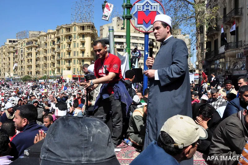 Demonstrators take part in a protest at Tahrir Square in Cairo, Egypt, Friday, March 4, 2011. Egypt's new prime minister designate has vowed before thousands of mostly young demonstrators at a central Cairo square that h...