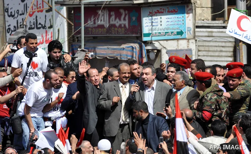 Egyptian Prime Minister designate Essam Sharaf, speaks to demonstrators at Tahrir Square in Cairo, Egypt, Friday, March 4, 2011. Egypt's new prime minister designate has vowed before thousands of mostly young demonstrato...