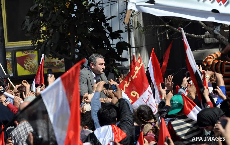 Egyptian Prime Minister designate Essam Sharaf, speaks to demonstrators at Tahrir Square in Cairo, Egypt, Friday, March 4, 2011. Egypt's new prime minister designate has vowed before thousands of mostly young demonstrato...