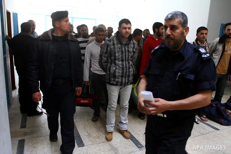 Palestinian prisoners are released from Hamas-run jail in Gaza City, March 5, 2011. Hamas released on Saturday 80 prisoners from its jail after a request from Palestinian Legislative Council.. Photo by Ashraf Amra