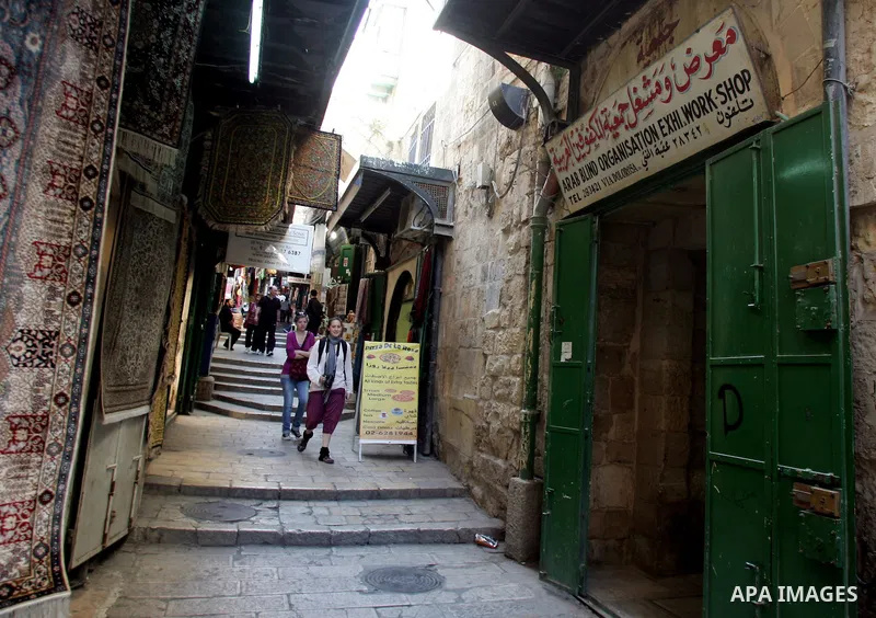 Palestinian blind men work in making brooms at a workshop in the Old City of Jerusalem on March 5,2011. The workshop is owned and managed by the Arab Blind Association, which was founded by blind Palestinians in 1932, an...