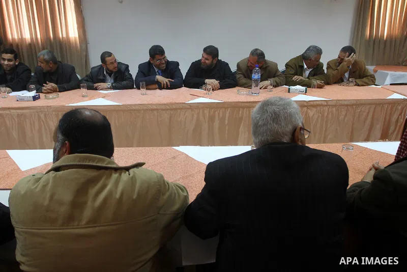 Palestinian factions leaders attend a meeting to discuss the Palestinian reconciliation in Gaza city on March 9,2011. Photo by Ashraf Amra